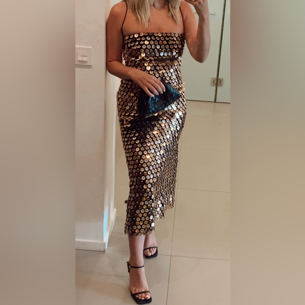 New arrivals gold sequin midi dress